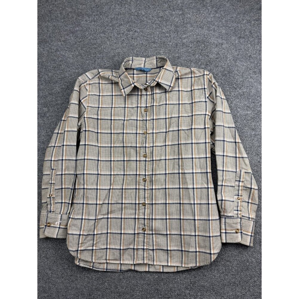 Beaufort & Blake Shirt Mens Large Brown Blue Plaid‎ Cotton Button Front Casual